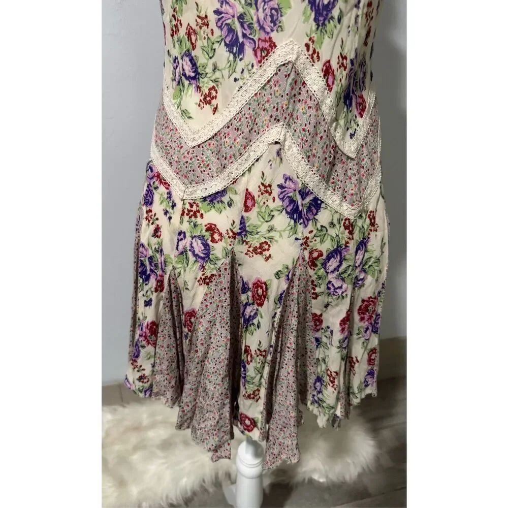 Free People intimately flower patch pattern lace fairy core dress SP - Picture 4 of 10